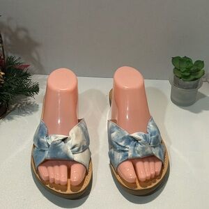 Blue Tie-Dye Women's Slide Sandals